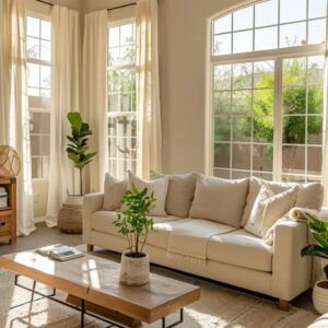 Bright and inviting living room in Scottsdale showcasing cleanliness and organization